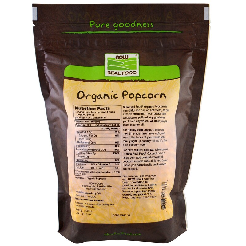 Now Foods, Real Food, Organic Popcorn, 1.5 lbs (680 g) iHerb