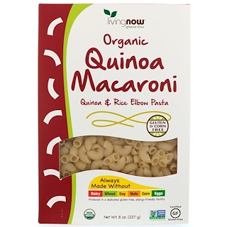 Now Foods, Organic Quinoa Macaroni, Gluten-Free, 8 oz (227 g)