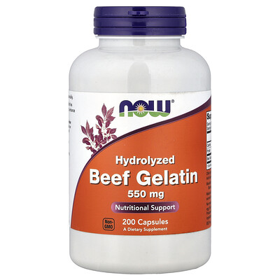 NOW Foods, Hydrolyzed Beef Gelatin, 550 mg, 200 Capsules