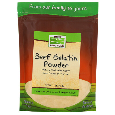 Now Foods Real Food, Beef Gelatin Powder, 1 фунт (454 г)