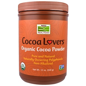 Купить Now Foods, Real Food, Cocoa Lovers, органический какао-порошок, 340 г  на IHerb