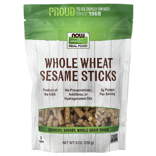 NOW Foods, Real Food, Whole Wheat Sesame Sticks, 9 oz (255 g)
