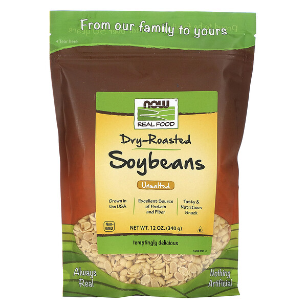 Now Foods‏, Real Food, Dry Roasted Soybeans, Unsalted, 12 oz (340 g)