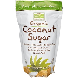 Now Foods, Real Food, органический кокосовый сахар, 16 унций (454 г)