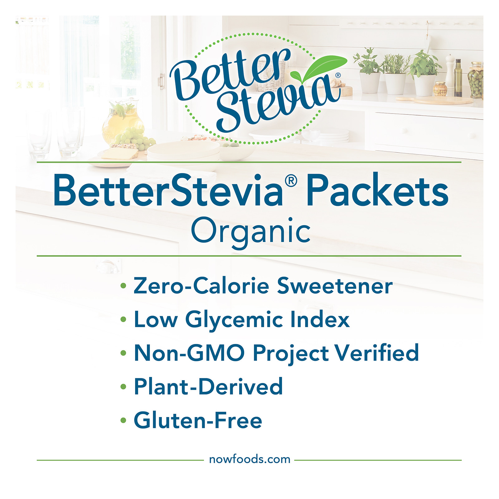 NOW Foods, Organic Better Stevia, Zero-Calorie Sweetener, 75 Packets, 2 ...