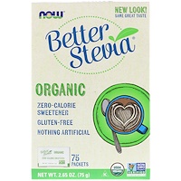 Органическая продукция, BetterStevia, Некалорийный подсластитель, 75 пакетиков, 2,65 унции (75 г) - изображение