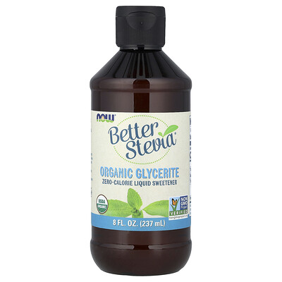 NOW Foods, Better Stevia®, Endulzante líquido sin calorías, Glicerita orgánica, 237 ml (8 oz. líq.)
