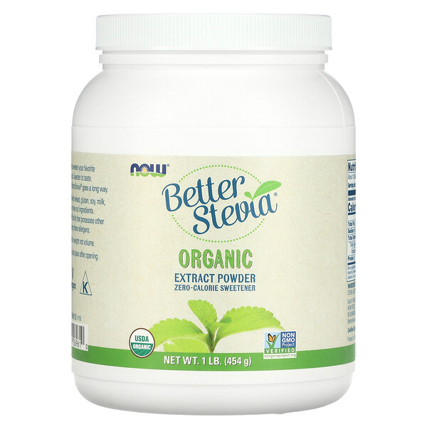 NOW Foods‏, Better Stevia, אבקת תמצית אורגנית, 454 גר' (1 lb)