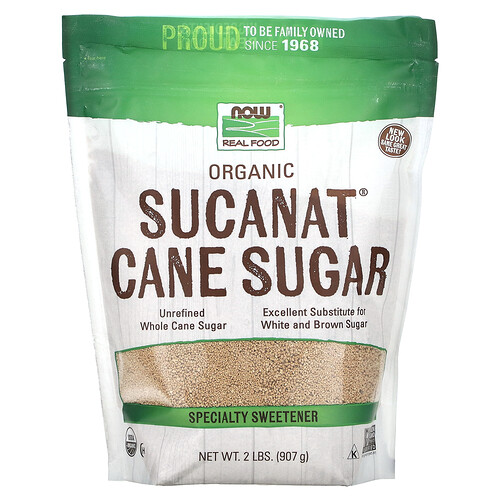 Now Foods Real Food, Organic Sucanat Cane Sugar, 2 lbs (907 g)