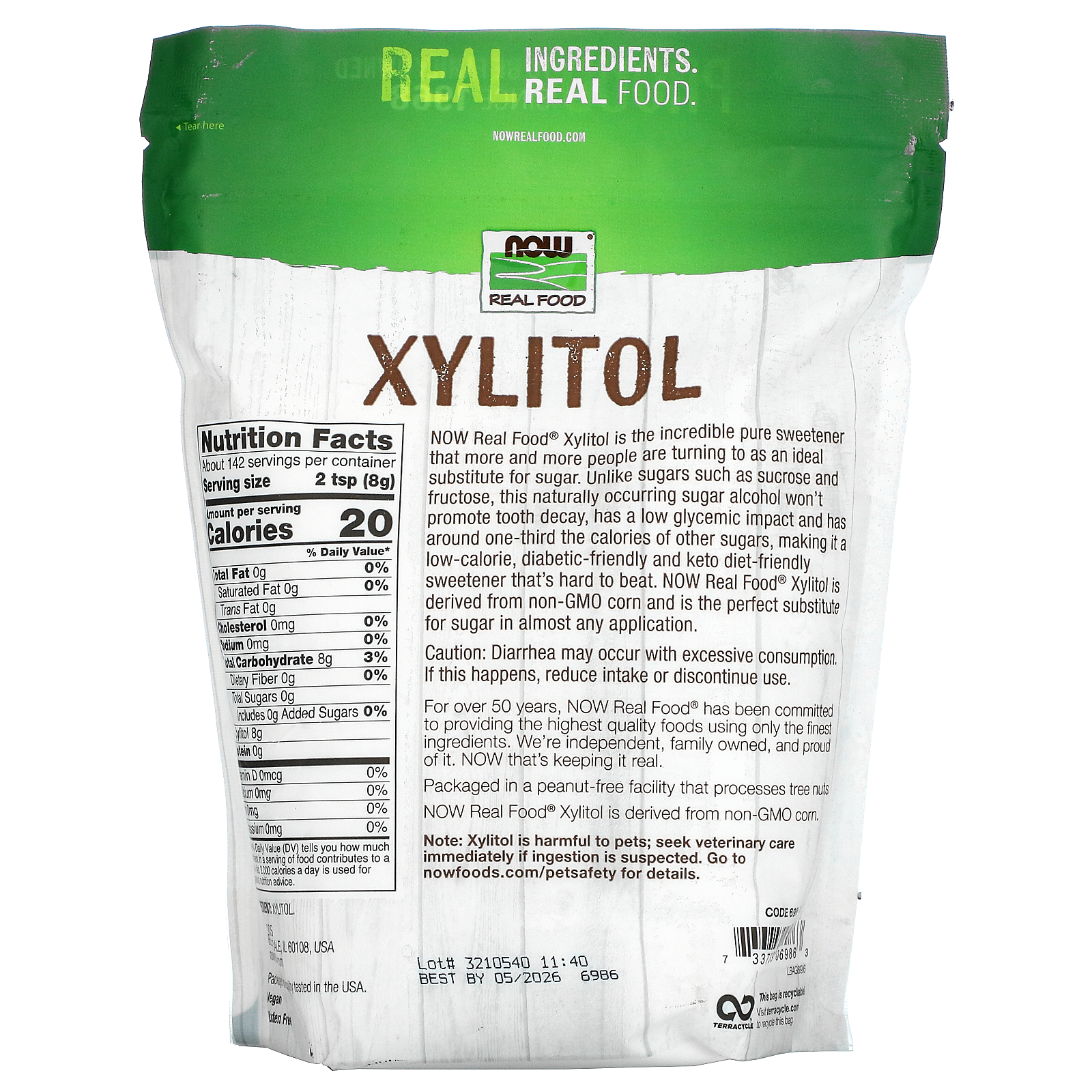 NOW Foods, Real Food, Xylitol, 2.5 lbs (1134 g)