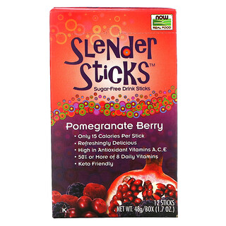 Now Foods, Real Food, Slender Sticks, Pomegranate Berry, 12 Sticks, 0.14 oz (4 g) Each