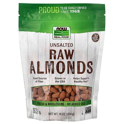NOW Foods, Real Food, Raw Almonds, Unsalted, 16 oz (454 g)