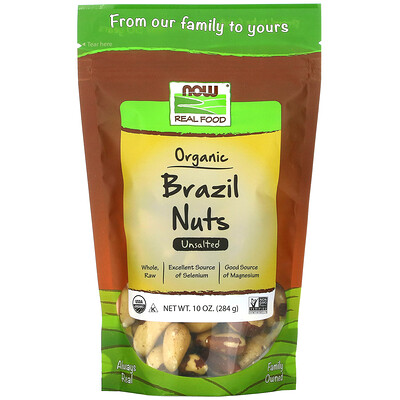 Now Foods Real Food, Organic Brazil Nuts, Unsalted, 10 oz (284 g)