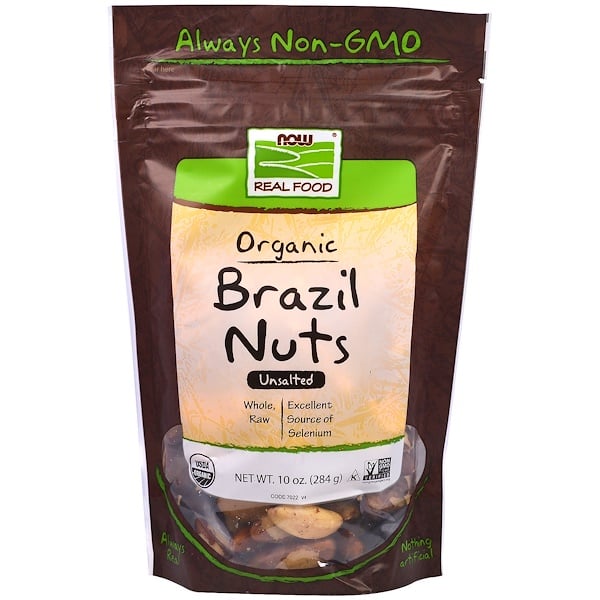 Now Foods, Real Food, جوز برازيلي عضوي, غير مملح, 10 أونصة (284 غ)