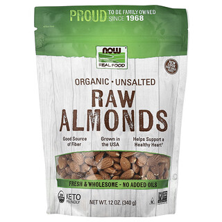 NOW Foods, Real Food, Organic Raw Almonds, Unsalted, 12 oz (340 g)