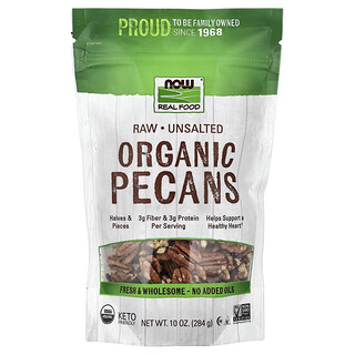 NOW Foods, Organic Raw Pecans, Unsalted, 10 oz (284 g)