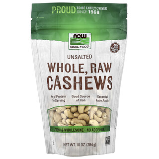 NOW Foods, Real Food, Whole Raw Cashews, Unsalted, 10 oz (284 g)