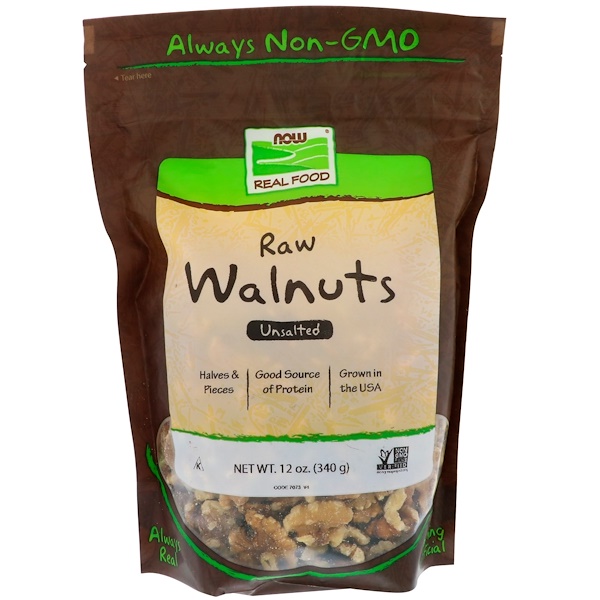 Now Foods, Real Food, Raw Walnuts, Unsalted, 12 oz (340 g)