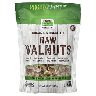 NOW Foods, Real Food, Organic Raw Walnuts, Unsalted, 12 oz (340 g)