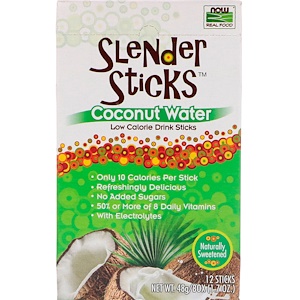 Now Foods, Real Food, Slender Sticks Coconut Water, 12 Sticks, 4 g Each отзывы