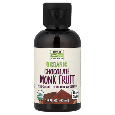 Product Image for NOW Foods, Real Food, Organic Monk Fruit, Zero-Calorie Glycerite Sweetener, Chocolate, 1.8 fl oz (53 ml)
