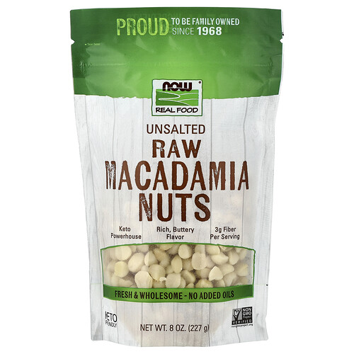 NOW Foods, Real Food, Raw Macadamia Nuts, Unsalted, 8 oz (227 g)