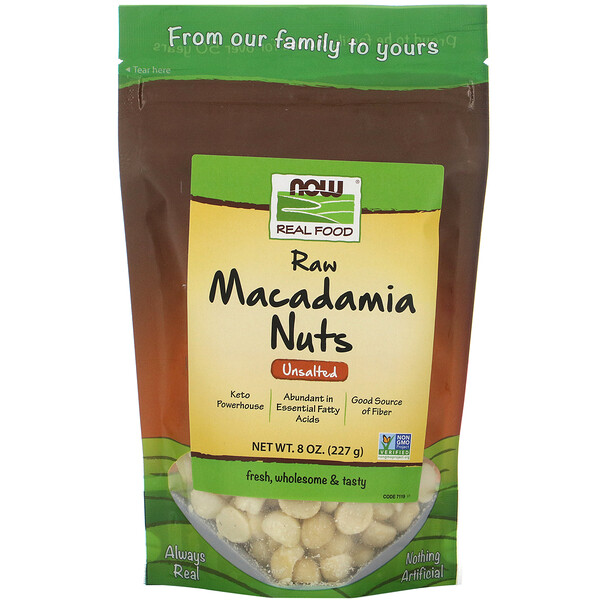 Now Foods‏, Real Food, Raw Macadamia Nuts, Unsalted, 8 oz (227 g)