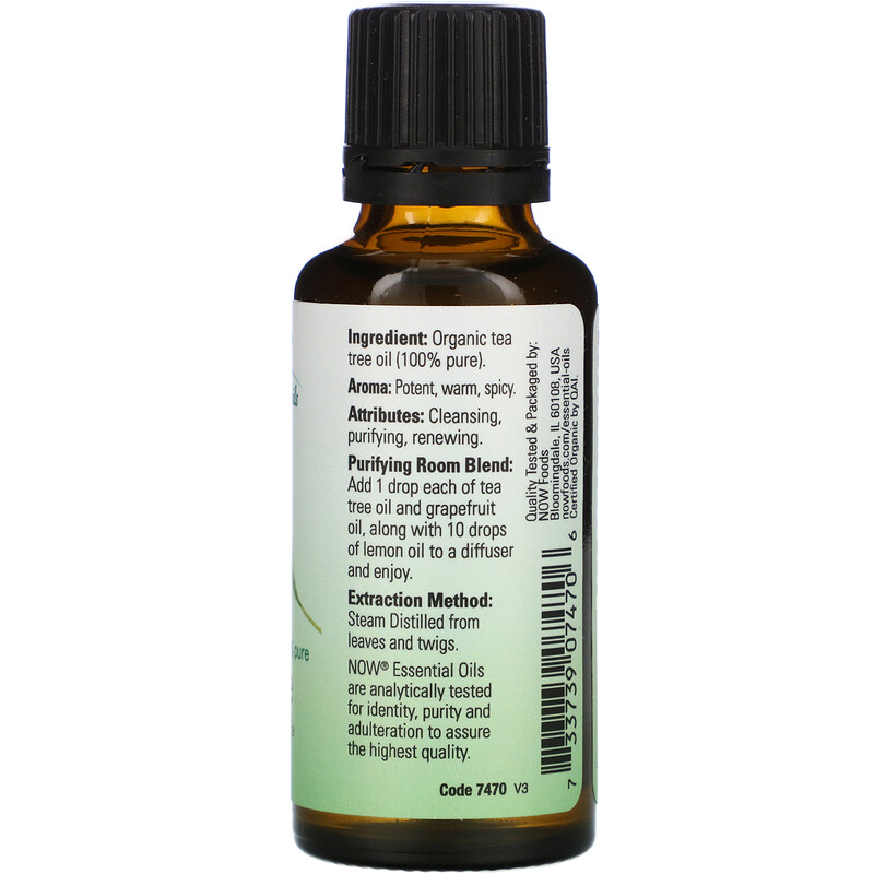 Now Foods, Organic Essential Oils, Tea Tree, 1 fl oz (30 ml) - iHerb