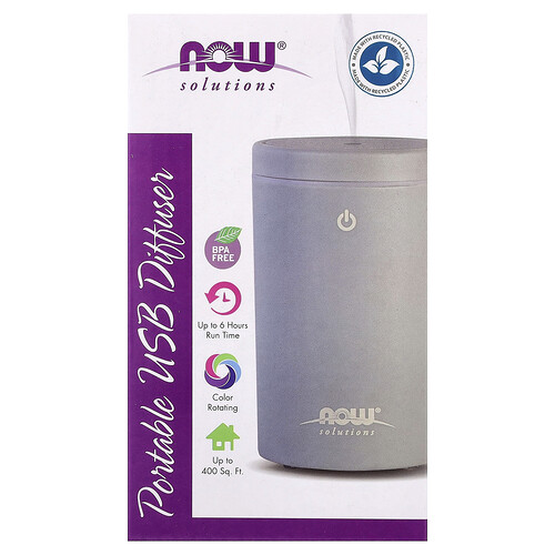 NOW Foods, Lösungen, tragbarer USB-Ultraschall-Raumerfrischer für ätherische Öle, 1 Stück