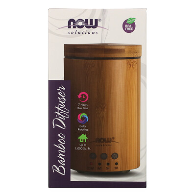 Now Foods Solutions, ультразвуковой диффузор масла из натурального бамбука, 1 диффузор