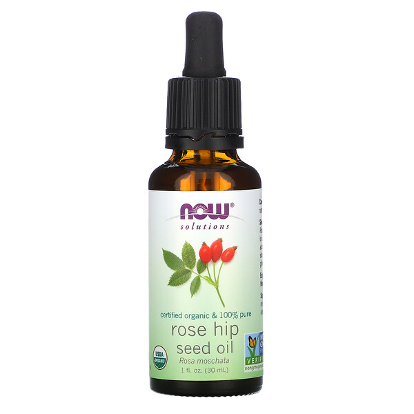 Now Foods‏, Solutions, Certified Organic Rose Hip Seed Oil, 1 fl oz (30 ml)
