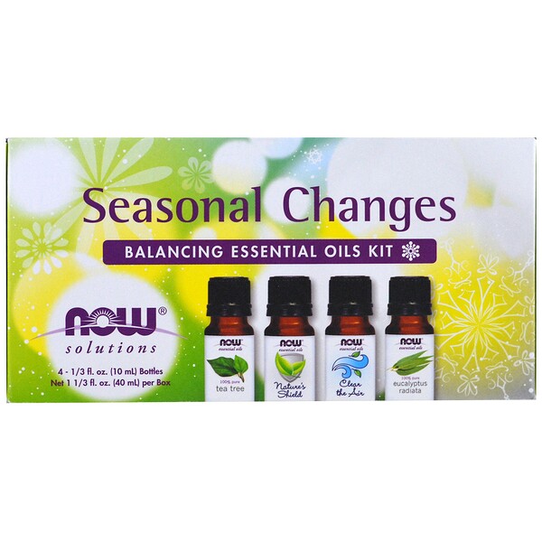 Now Foods‏, Seasonal Changes, Balancing Essential Oils Kit, 4 Bottles, 1/3 fl oz. (10 ml) Each