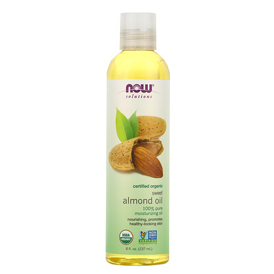 Now Foods Solutions, Certified Organic Sweet Almond Oil, 8 fl oz (237 ml)