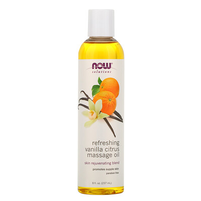 Now Foods Solutions, Refreshing Vanilla Citrus Massage Oil, 8 fl oz (237 ml)