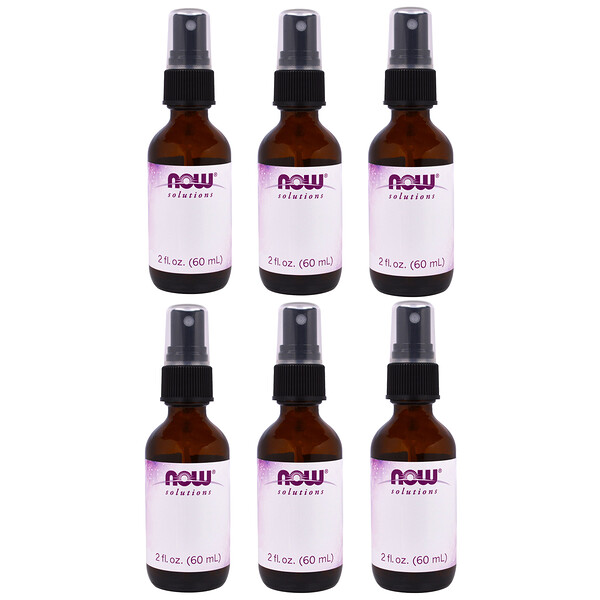 Now Foods‏, בקבוק זכוכית ריק בצבע עינבר, בנפח 2 אונקיות הנוזל + ראש התזה, חבילה המכילה שישה בקבוקים
