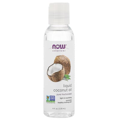 Now Foods Solutions, жидкое кокосовое масло, без примесей, фракционированное, 118 мл (4 жидк. унции)