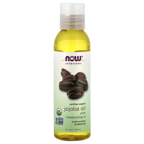 Now Foods Solutions, Certified Organic Jojoba Oil, 4 fl oz (118 ml)