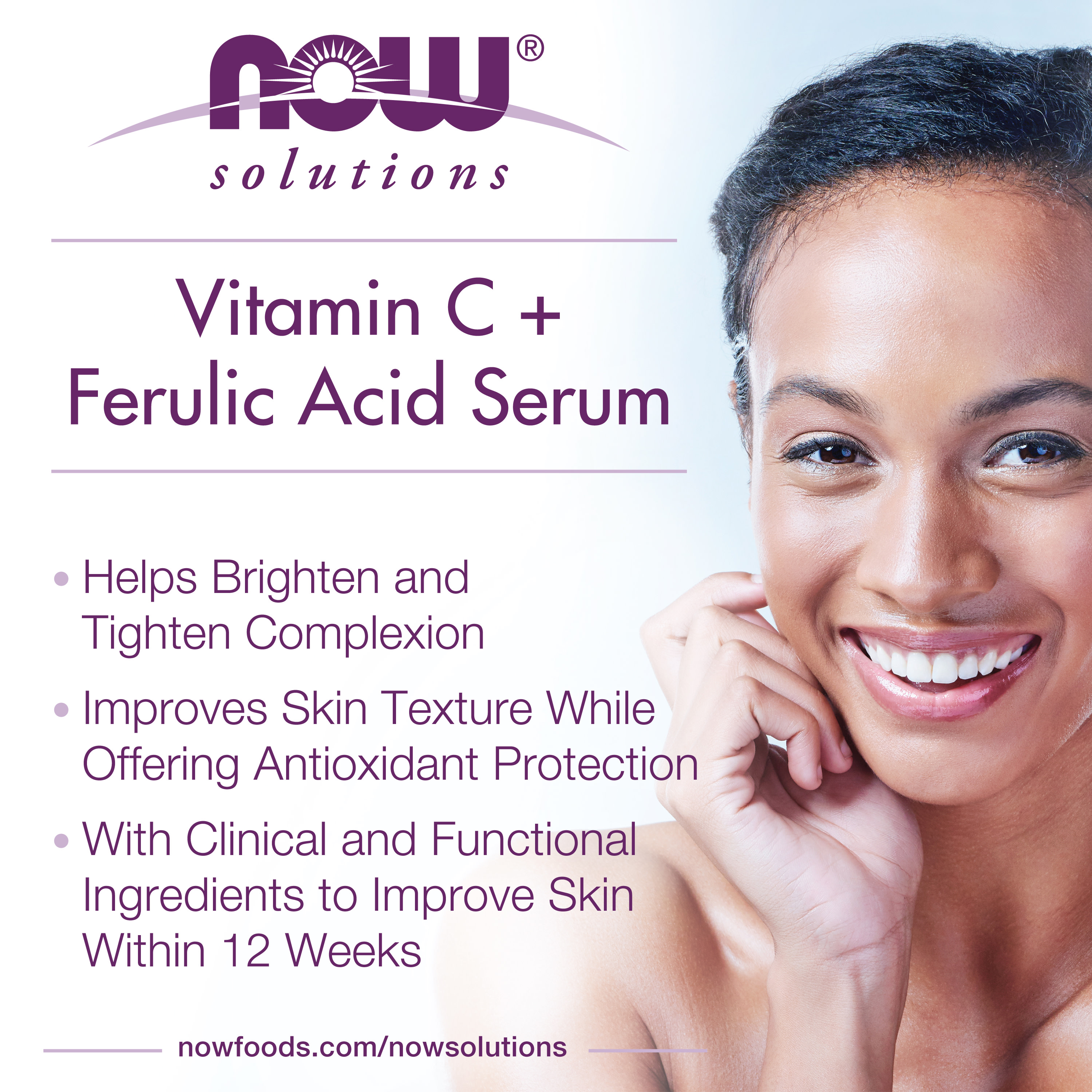NOW Foods, Solutions, Vitamin C & Ferulic Acid Serum, 1 fl oz (30 ml)