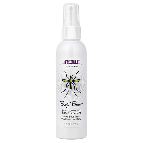 Now Foods Bug Ban™, Plant-Powered Insect Repellent, Herbal Citrus, 4 fl oz (118 ml)