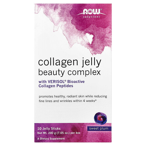 Now Foods NOW Foods, Solutions, Collagen Jelly Beauty Complex, Sweet Plum, 10 Jelly Sticks, 0.705 oz (20 g) Each