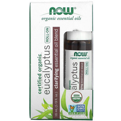 Now Foods Certified Organic Eucalyptus Roll-On, 1/3 fl oz (10 ml)