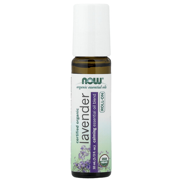 NOW Foods Organic Essential Oils, Lavender Roll-On, 1/3 fl oz (10 ml)