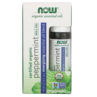 Now Foods Certified Organic Peppermint Roll-On, 1/3 fl oz (10 ml)