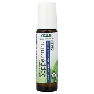 NOW Foods, Minyak Pati Organik, Peppermint Roll-On, 1/3 fl oz (10 ml)