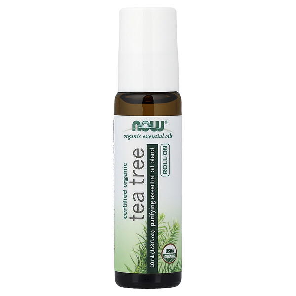NOW Foods Organic Essential Oils, Tea Tree Roll-On, 1/3 fl oz (10 ml)
