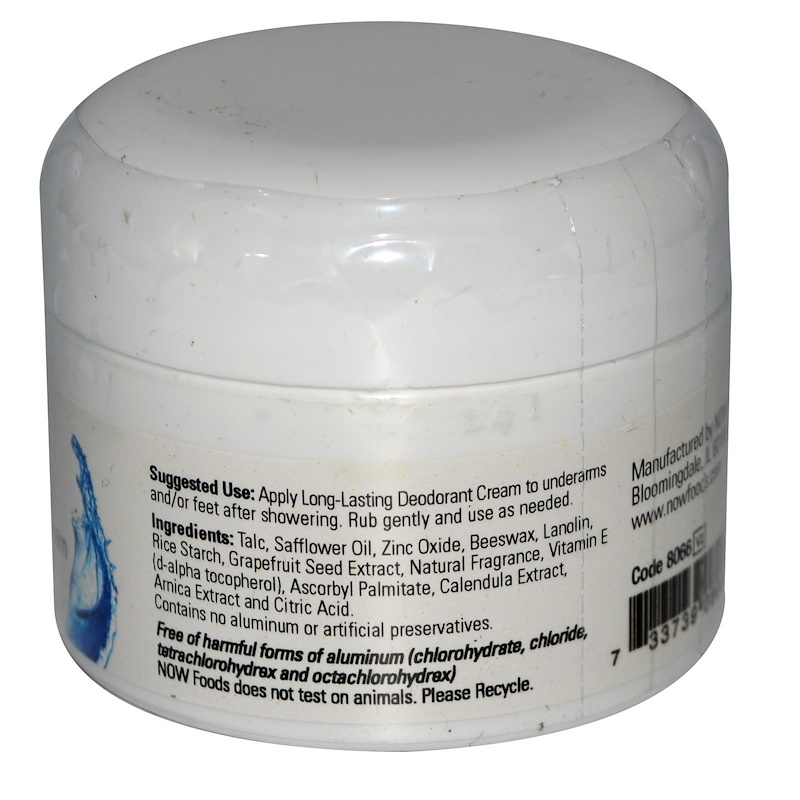 Now Foods, LongLasting Deodorant Cream, 2.3 oz (65 g) iHerb