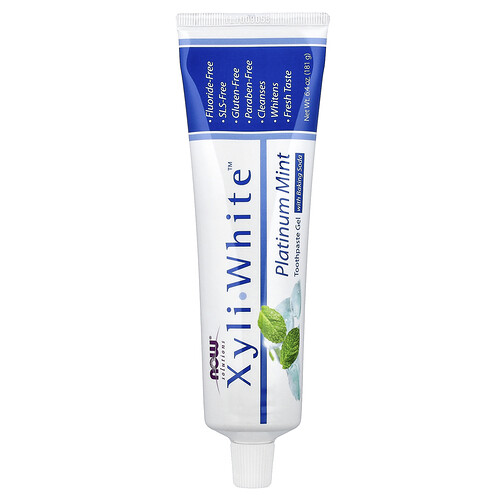 Now Foods Solutions, XyliWhite™, Toothpaste Gel with Baking Soda, Platinum Mint, 6.4 oz (181 g)