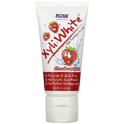 NOW Foods XyliWhite, зубная паста-гель для детей, без фторидов, клубничный вкус, 85 г (3,0 унции)