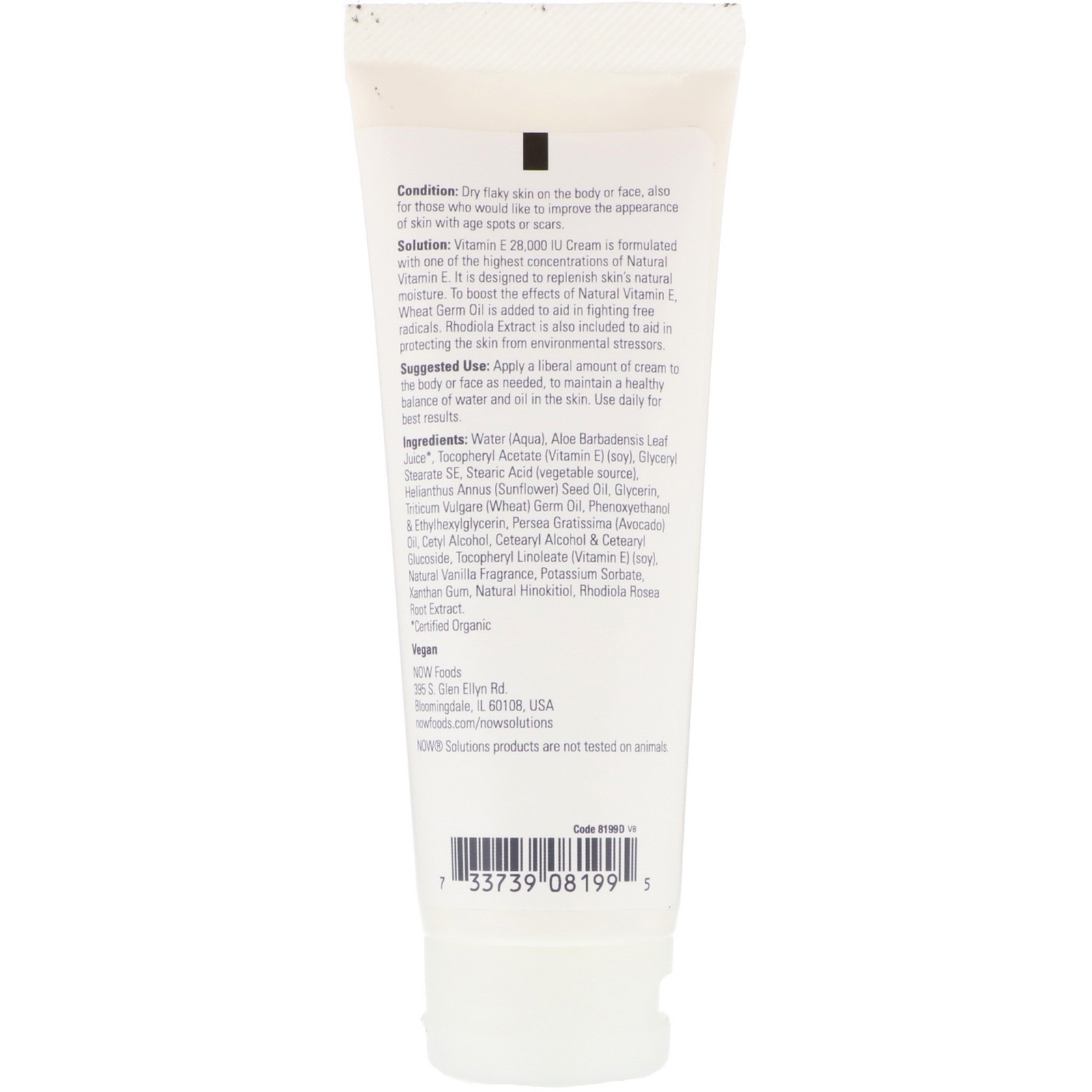 Now Foods, Solutions, Vitamin E Cream, 28,000 IU, 4 fl oz (118 ml) iHerb