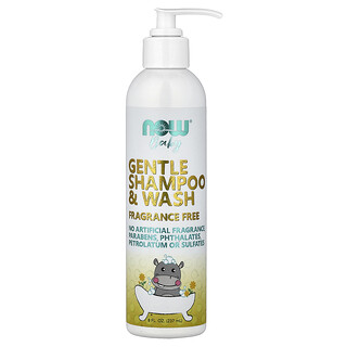 NOW Foods, Bebé, Champú y gel de ducha suaves, Sin fragancia, 237 ml (8 oz. Líq.)